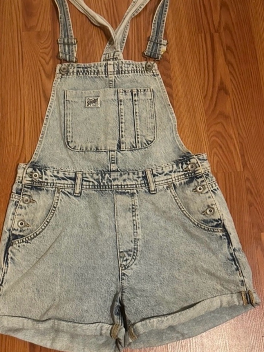 Superdry Vintage Light-wash Denim Women’s Shorts‎ Overalls Size 6 Vintage Y2k